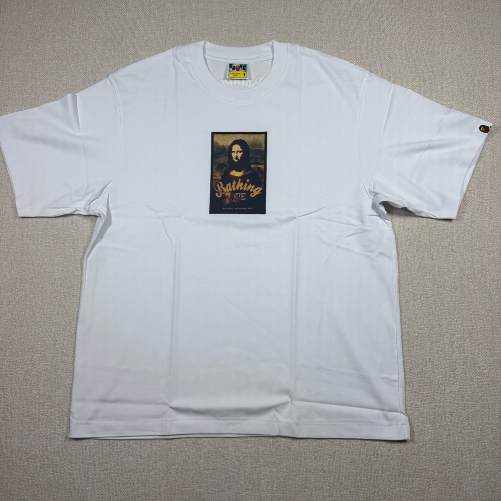 A Bathing Ape BAPE Mona Lisa Graphic T-Shirt White Mens Size S Short Sleeve